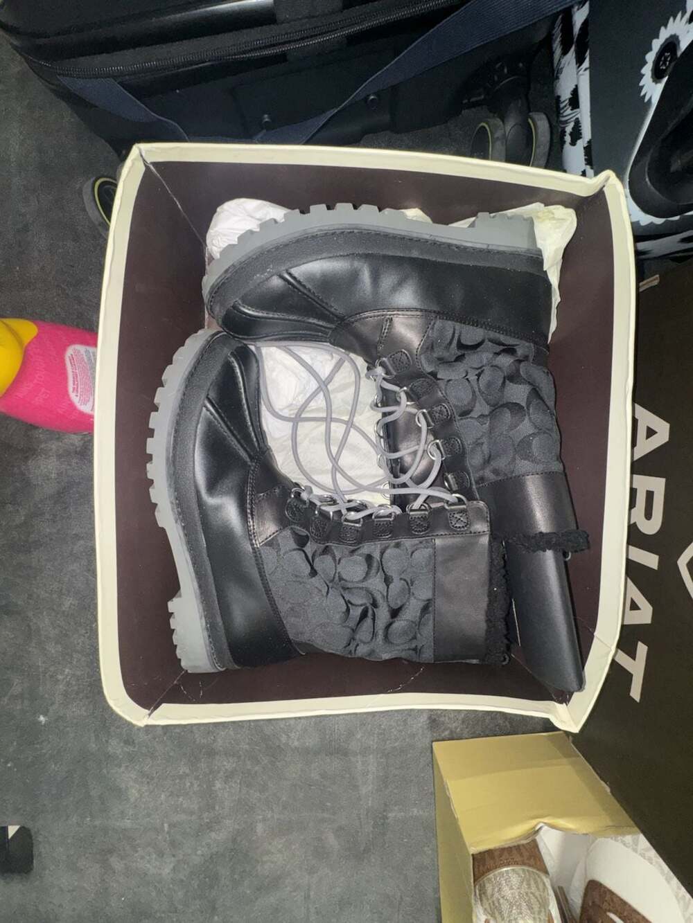 Coach Laura Black Signature Logo Winter Boots Size 10B